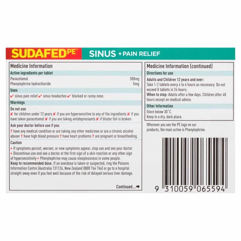 Sudafed PE Sinus Pain Relief 24s
