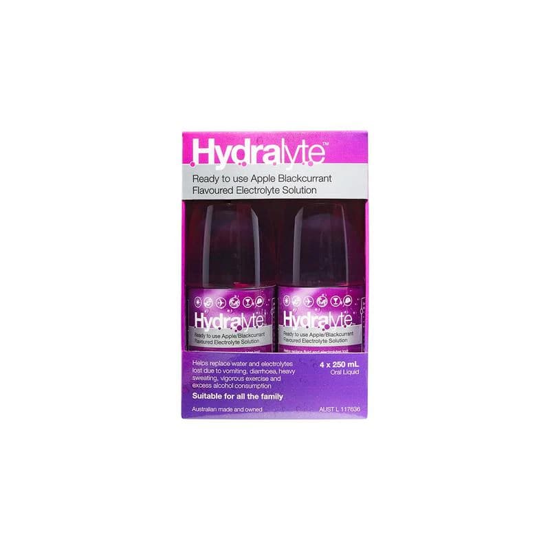 Hydralyte Apple Blackcurrant RTD Solution 250ml 4pk